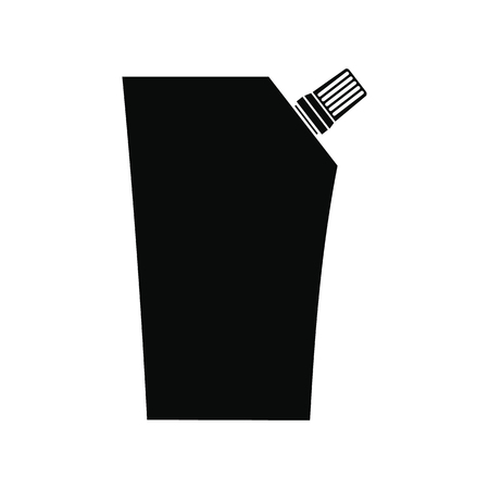 Plastic pouch with batcher black simple icon isolated on white backgroundのイラスト素材