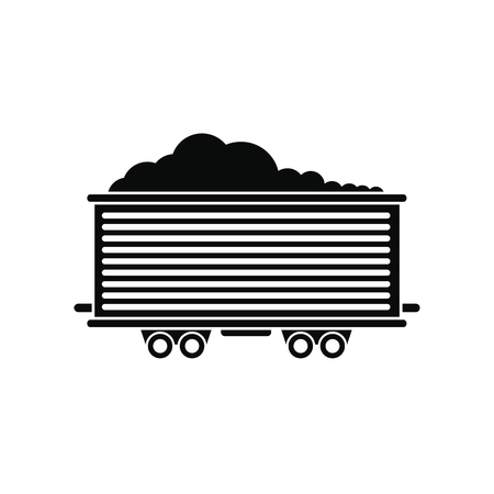 Open rail car black simple icon isolated on white backgroundのイラスト素材