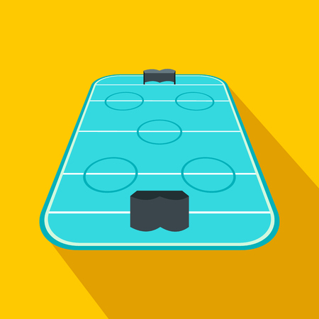 Ice hockey rink flat icon. Game symbol with shadow on a yellow backgroundのイラスト素材