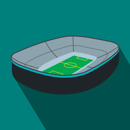 Oval footbal stadium flat icon. Oval stadium with fan standのイラスト素材