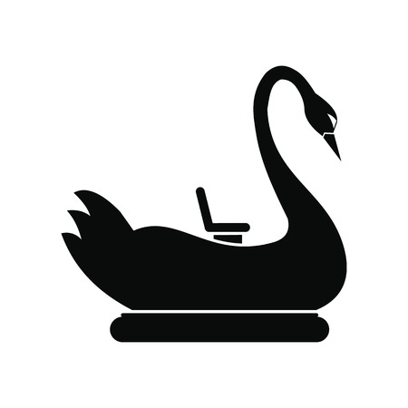 Swan children carousel black simple icon isolated on white backgroundのイラスト素材