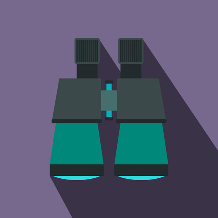 Binoculars flat icon on a violet backgroundのイラスト素材