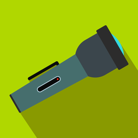 Flashlight flat icon on a green backgroundのイラスト素材