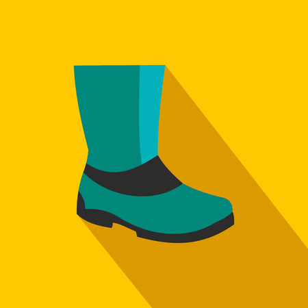 Rubber boots flat icon on a yellow backgroundのイラスト素材