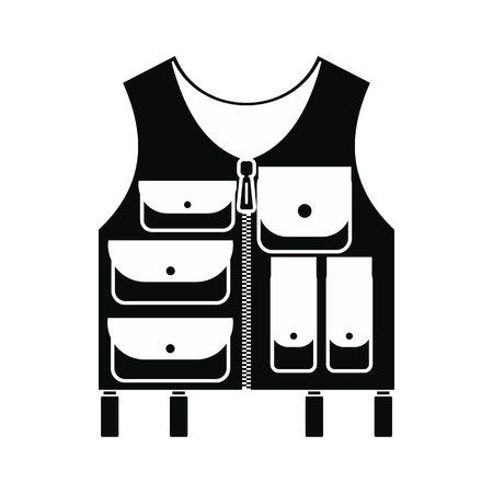Hunter vest black simple icon isolated on white backgroundのイラスト素材