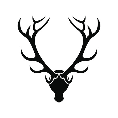 Deer head black simple icon isolated on white backgroundのイラスト素材