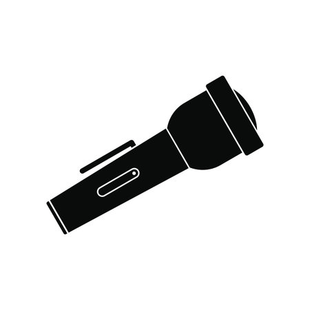 Flashlight black simple icon isolated on white backgroundのイラスト素材