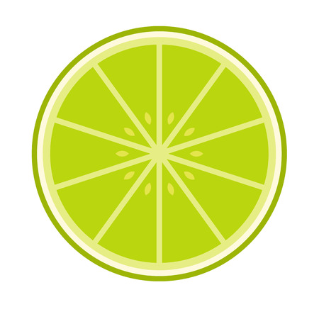 Sliced lime flat icon isolated on white backgroundのイラスト素材