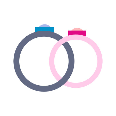 Wedding rings flat icon isolated on white backgroundのイラスト素材