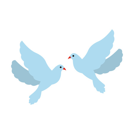 Two doves flat icon isolated on white backgroundのイラスト素材