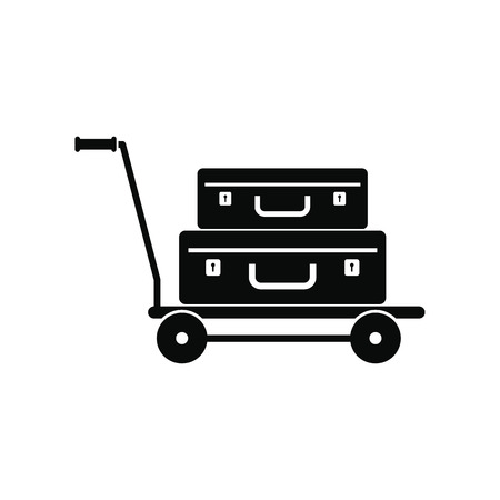 Suitcases on a cart black simple iconのイラスト素材