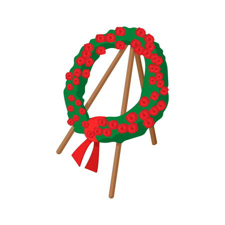 Memorial wreath of flowers cartoon icon on a white backgroundのイラスト素材