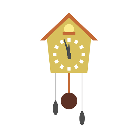 Cuckoo clock flat icon isolated on white backgroundのイラスト素材