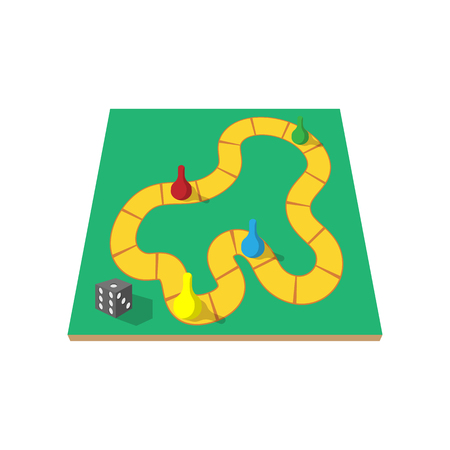 Children board game with chips cartoon icon on a white backgroundのイラスト素材