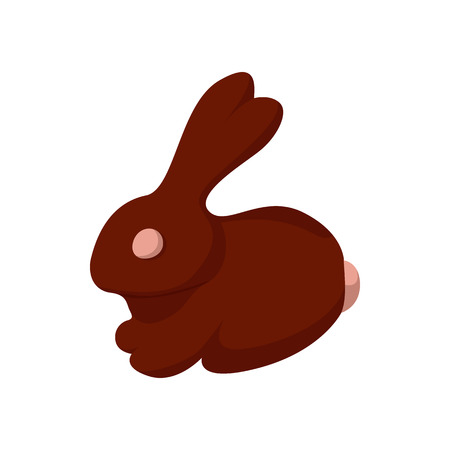 Chocolate easter bunny cartoon icon on a white backgroundのイラスト素材
