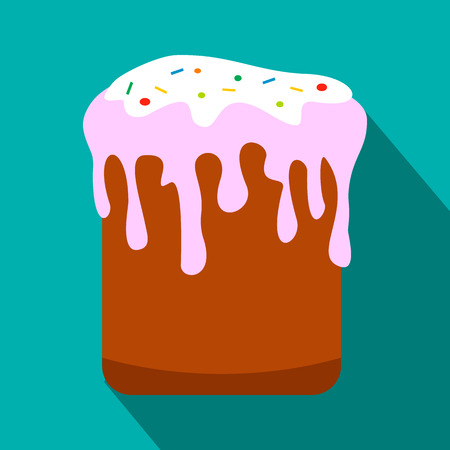 Traditional Easter cake with glace icing flat icon on a blue backgroundのイラスト素材