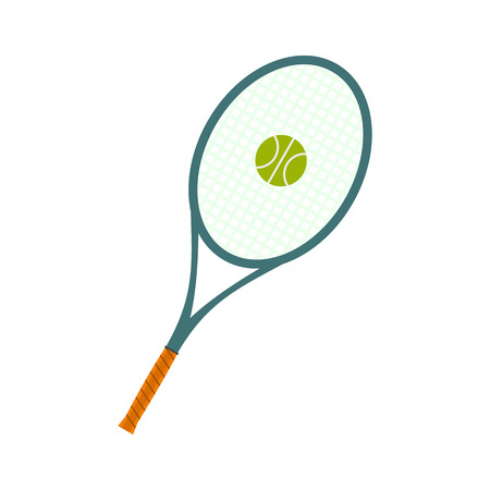 A tennis racquet and a ball flat icon isolated on white backgroundのイラスト素材