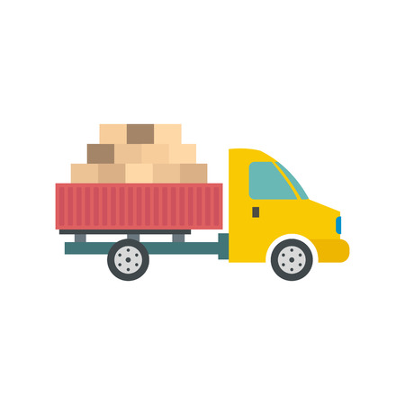 Cargo transportation by car flat icon isolated on white backgroundのイラスト素材