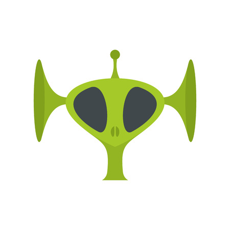 Green alien head flat icon isolated on white backgroundのイラスト素材