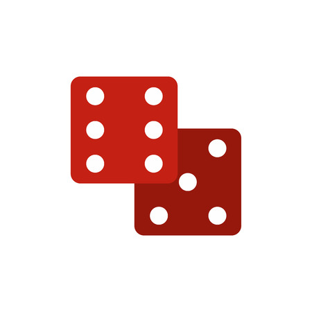 Red dice flat icon isolated on white backgroundのイラスト素材