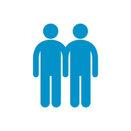 Two male flat icon isolated on white backgroundのイラスト素材