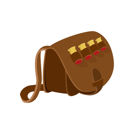 Hunter leather bag cartoon icon. Hunting symbol isolated on white backgroundのイラスト素材