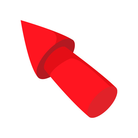 Red arrow render cartoon icon. Straight, vertical arrow isolated on a white backgroundのイラスト素材