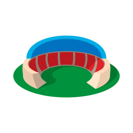 Sports stadium with canopy cartoon icon on a white backgroundのイラスト素材
