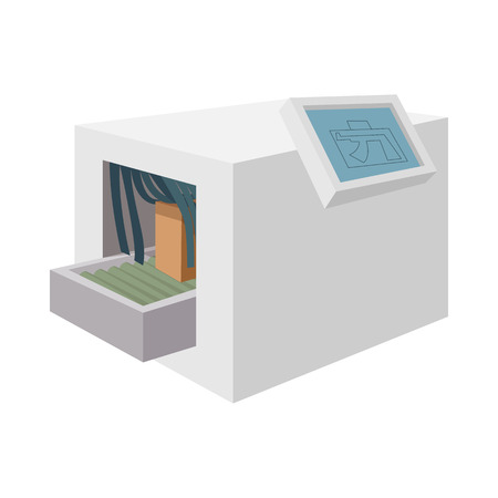 Luggage check-In at the airport cartoon icon on a white backgroundのイラスト素材