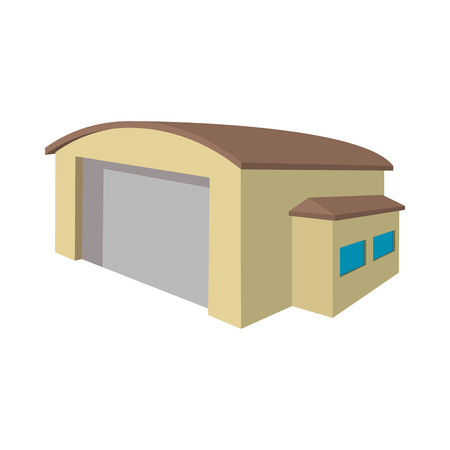 Industrial warehouse with roller door cartoon icon on a white backgroundのイラスト素材