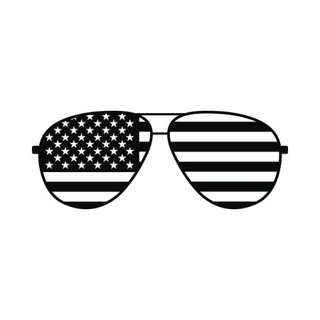 American flag glasses icon. Black simple styleのイラスト素材