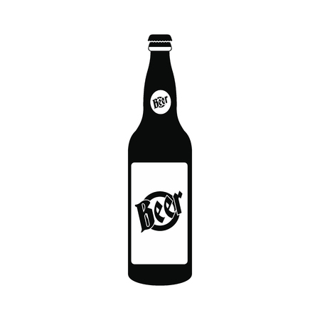 Bottle of beer icon. Black simple styleのイラスト素材
