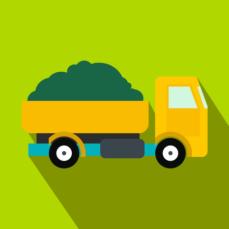 Farmer truck flat icon on green backgroundのイラスト素材