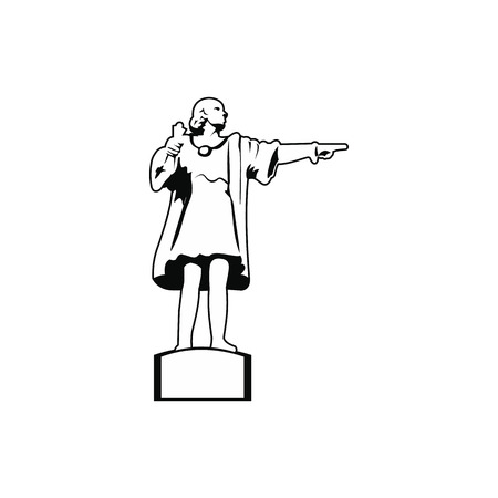 Cristobal Colon sculpture in Barcelona icon. Black simple styleのイラスト素材