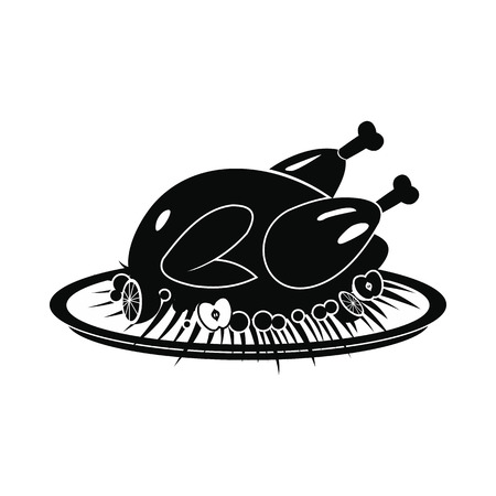 Roasted turkey icon. Black simple style on whiteのイラスト素材