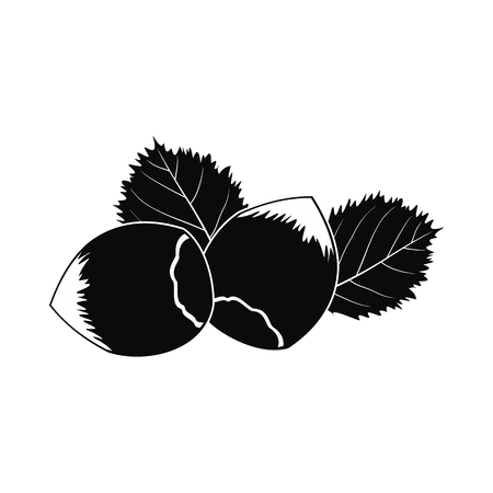 Hazelnut icon. Black simple style on whiteのイラスト素材