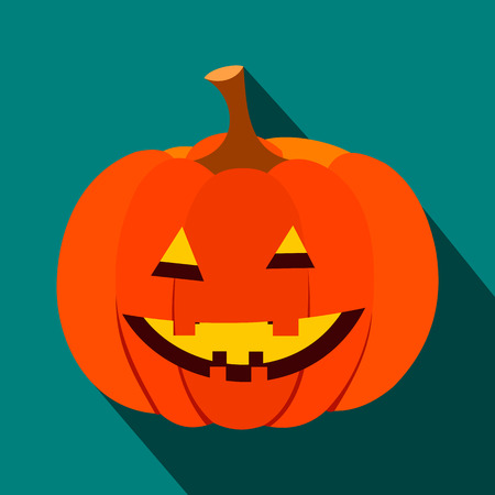 Pumpkin with a smile flat icon for web and mobile devicesのイラスト素材