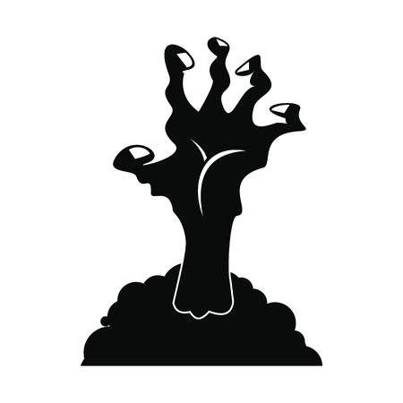 Zombie hand icon. Black simple style on whiteのイラスト素材