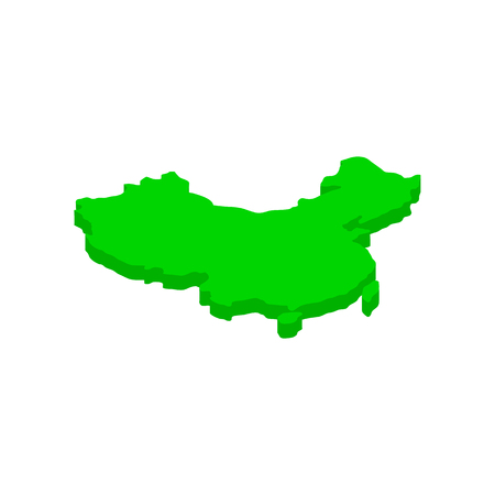 Green map of China icon in isometric 3d style on a white backgroundのイラスト素材