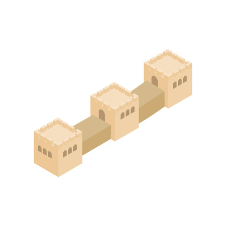 Great Wall of China icon in isometric 3d style on a white backgroundのイラスト素材