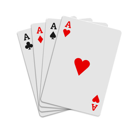 Four aces playing cards icon in realistic style on a white background