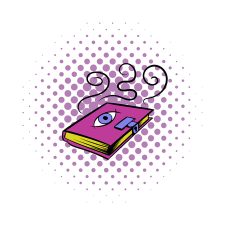 Magic book icon in comics style on a white backgroundのイラスト素材