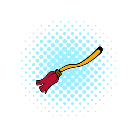 Witches broom icon in comics style on a white backgroundのイラスト素材