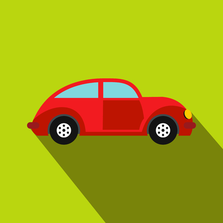 Car vintage car icon in flat style on a green backgroundのイラスト素材
