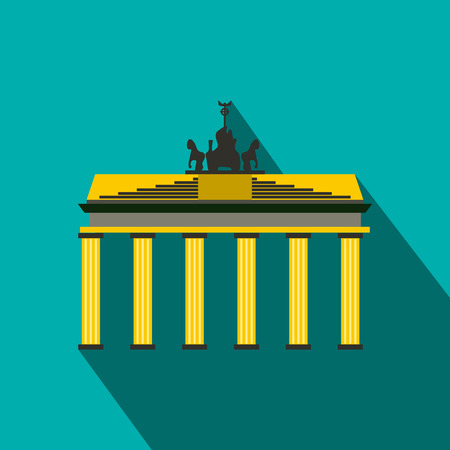 Brandenburg gate icon in flat style on a blue backgroundのイラスト素材