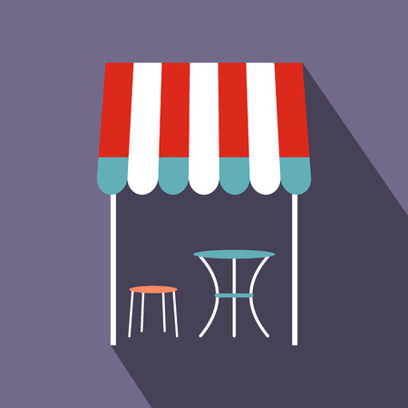 Street french cafe icon in flat style on a violet backgroundのイラスト素材
