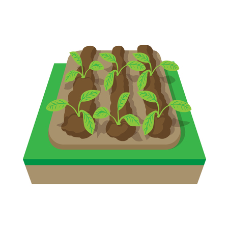 Beds with plants cartoon icon isolated on a white backgroundのイラスト素材