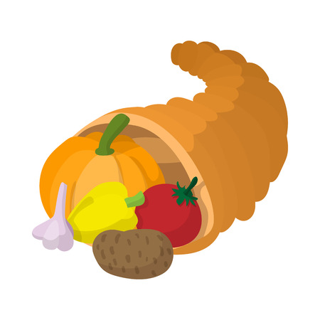 Cornucopia cartoon icon isolated on a white backgroundのイラスト素材