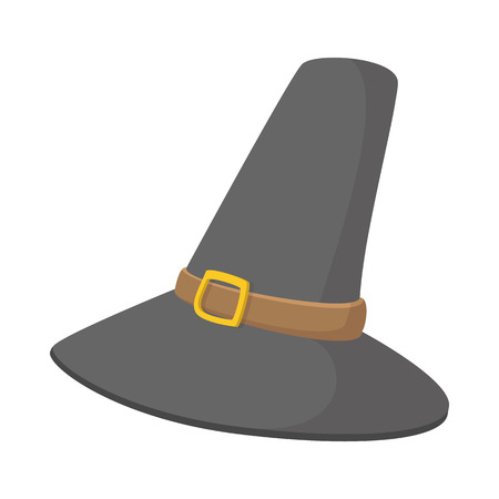 Gorgeous pilgrim hat cartoon icon on the white  backgroundのイラスト素材