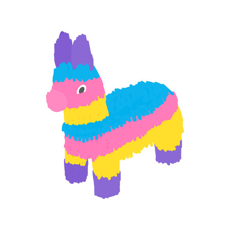 Colorful donkey icon in isometric 3d style on a white backgroundのイラスト素材